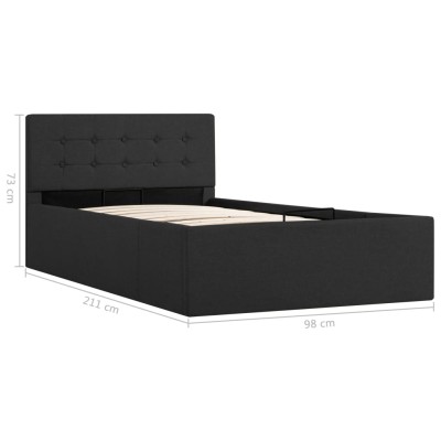 Cama canapé hidráulica con almacenaje tela gris oscuro 90x200cm