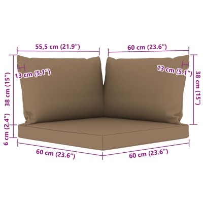 Set de muebles de jardín 6 pzs madera impregnada cojines taupe