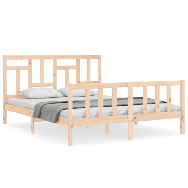 Estructura de cama con cabecero madera maciza 160x200 cm