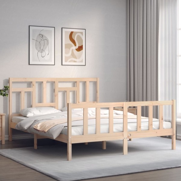 Estructura de cama con cabecero madera maciza 160x200 cm