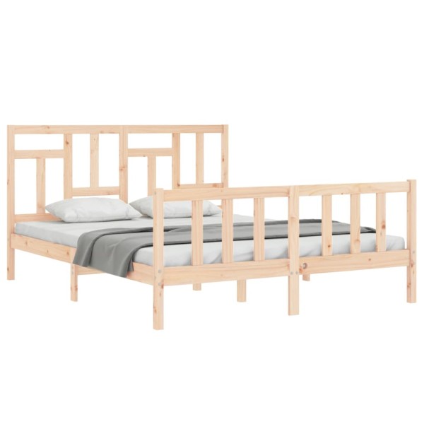 Estructura de cama con cabecero madera maciza 160x200 cm