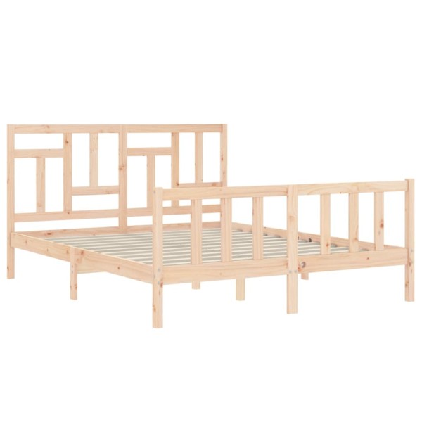 Estructura de cama con cabecero madera maciza 160x200 cm