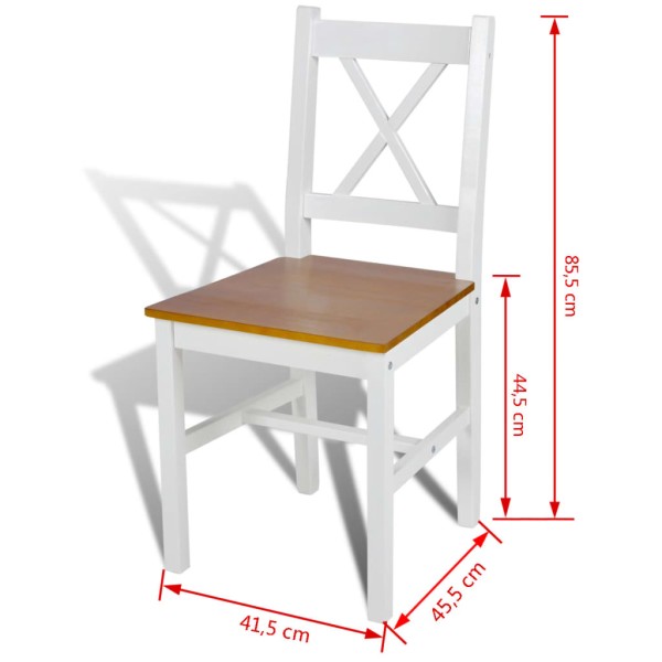 Sillas de comedor 6 unidades madera de pino blancas