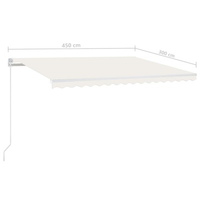 Toldo retráctil manual con LED crema 450x300 cm