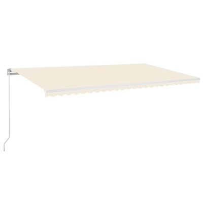 Toldo retráctil manual con luz LED color crema 600x300 cm