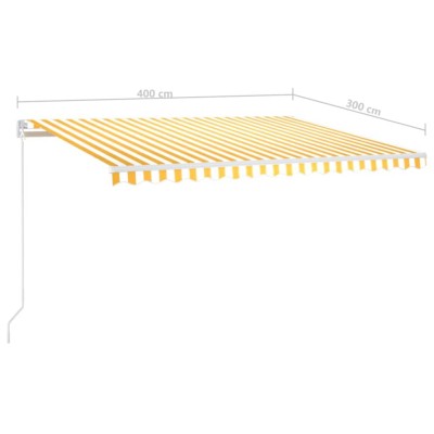 Toldo retráctil manual con LED amarillo y blanco 400x300 cm