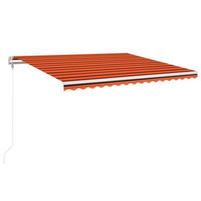 Toldo automático LED sensor de viento naranja marrón 400x350 cm