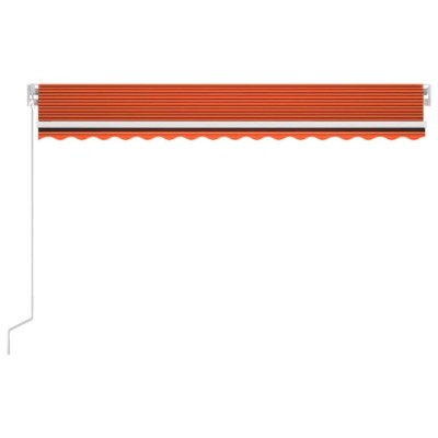 Toldo automático LED sensor de viento naranja marrón 400x350 cm