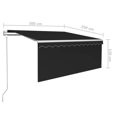 Toldo automático retráctil con persiana gris antracita 3x2,5m