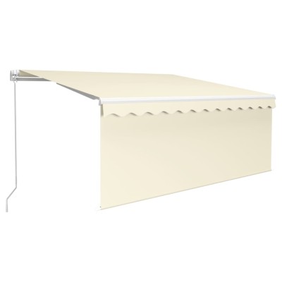 Toldo retráctil manual con persiana y luz LED crema 3x2,5 m