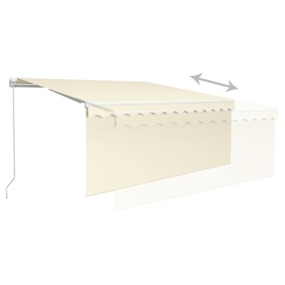 Toldo retráctil manual con persiana y luz LED crema 3x2,5 m