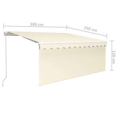 Toldo retráctil manual con persiana y luz LED crema 3x2,5 m