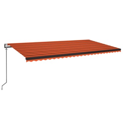 Toldo automático LED sensor de viento naranja marrón 600x350 cm