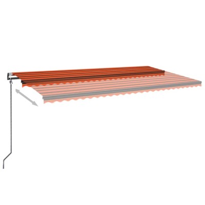 Toldo automático LED sensor de viento naranja marrón 600x350 cm