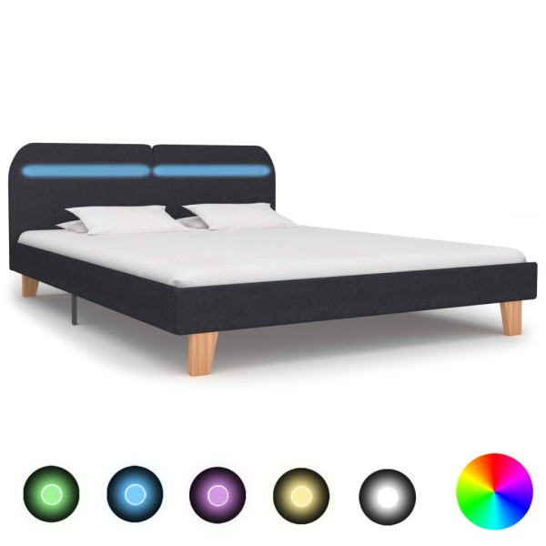 Estructura de cama con LED tela gris oscuro 180x200 cm