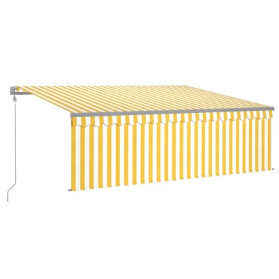 Toldo automático retráctil con persiana amarillo blanco 4x3 m