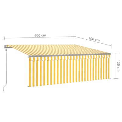 Toldo automático retráctil con persiana amarillo blanco 4x3 m