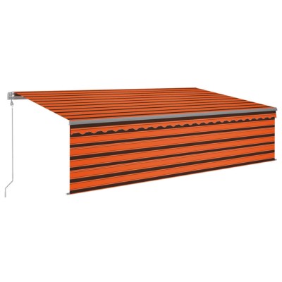 Toldo automático persiana LED sensor viento naranja marrón 5x3m