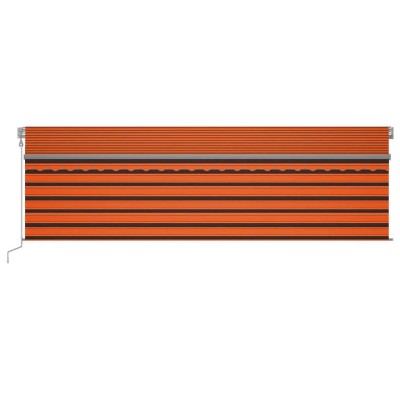 Toldo automático persiana LED sensor viento naranja marrón 5x3m