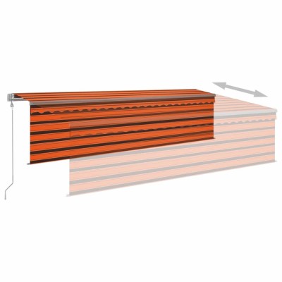 Toldo automático persiana LED sensor viento naranja marrón 5x3m