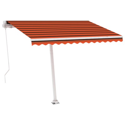 Toldo manual retráctil con luz LED naranja y marrón 300x250 cm