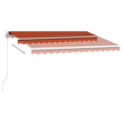 Toldo manual retráctil con luz LED naranja y marrón 300x250 cm