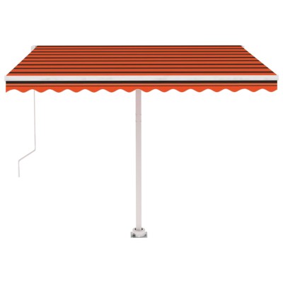 Toldo manual retráctil con luz LED naranja y marrón 300x250 cm