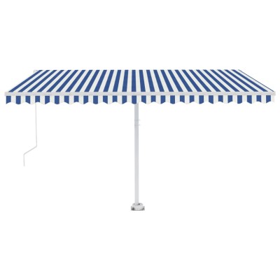 Toldo manual retráctil con luz LED azul y blanco 450x350 cm