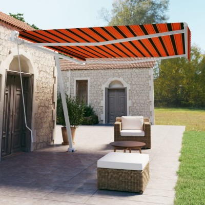 Toldo de pie manual retráctil naranja y marrón 400x350 cm