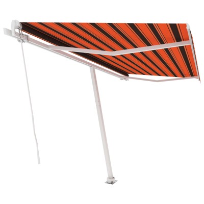 Toldo de pie manual retráctil naranja y marrón 400x350 cm