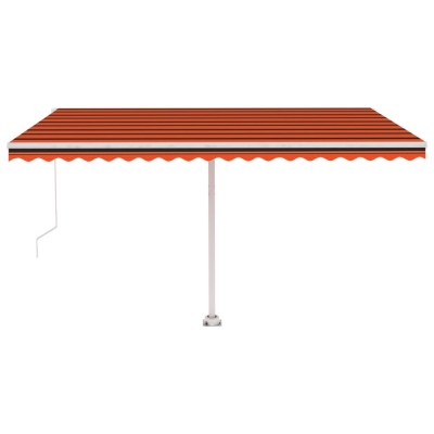 Toldo de pie manual retráctil naranja y marrón 400x350 cm