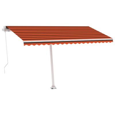 Toldo de pie manual retráctil naranja y marrón 400x350 cm