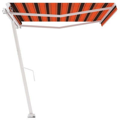 Toldo de pie manual retráctil naranja y marrón 400x350 cm