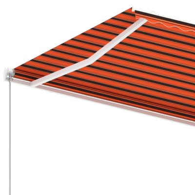 Toldo de pie manual retráctil naranja y marrón 400x350 cm