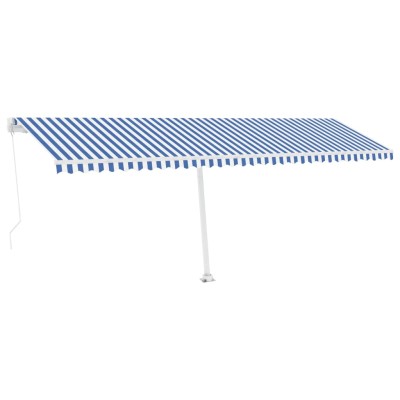 Toldo manual retráctil con LED azul y blanco 600x350 cm