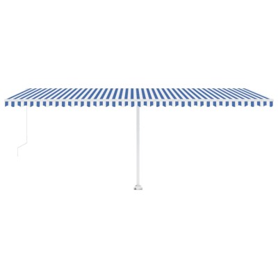 Toldo manual retráctil con LED azul y blanco 600x350 cm