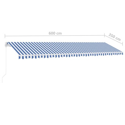 Toldo manual retráctil con LED azul y blanco 600x350 cm