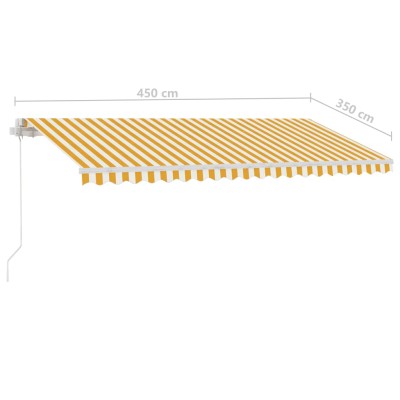 Toldo manual retráctil con luz LED amarillo y blanco 450x350 cm