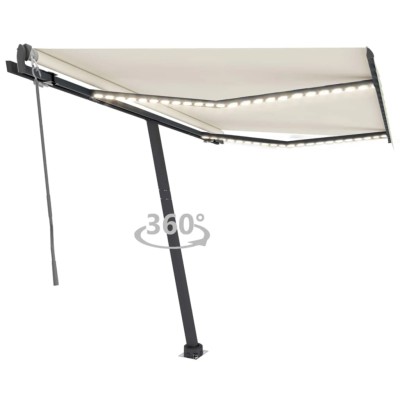 Toldo automático con LED sensor de viento color crema 300x250cm