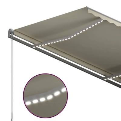 Toldo automático con LED sensor de viento color crema 300x250cm