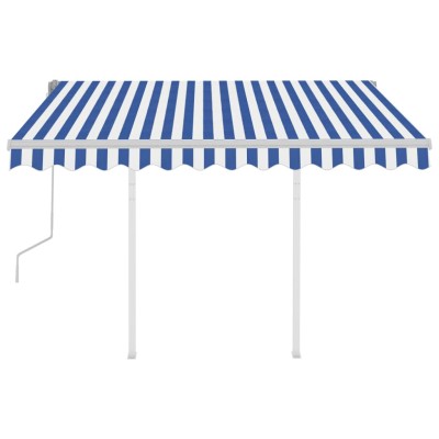 Toldo manual retráctil con LED azul y blanco 3x2,5 m