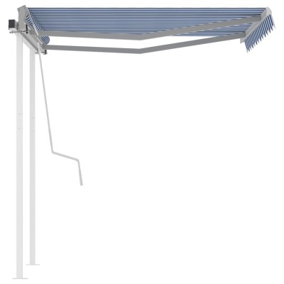 Toldo manual retráctil con LED azul y blanco 3x2,5 m