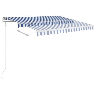 Toldo manual retráctil con LED azul y blanco 3x2,5 m