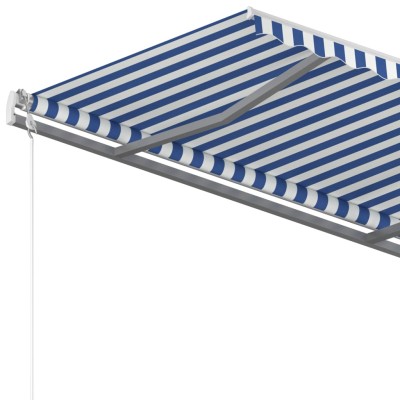 Toldo manual retráctil con LED azul y blanco 3x2,5 m