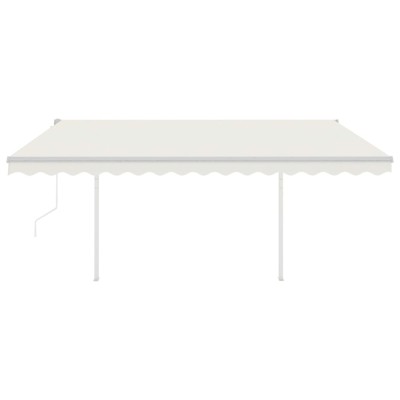 Toldo retráctil automático con postes crema 4x3 m