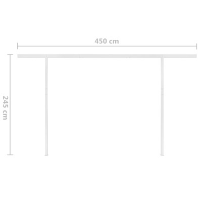 Toldo manual retráctil con postes naranja y marrón 4x3,5 m