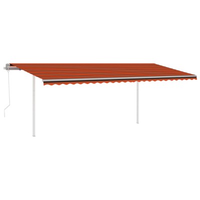 Toldo automático LED sensor de viento naranja marrón 6x3,5 m