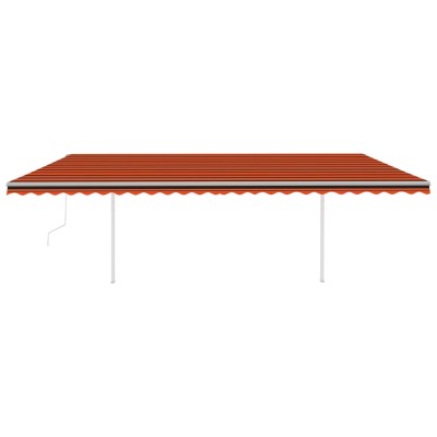 Toldo automático LED sensor de viento naranja marrón 6x3,5 m