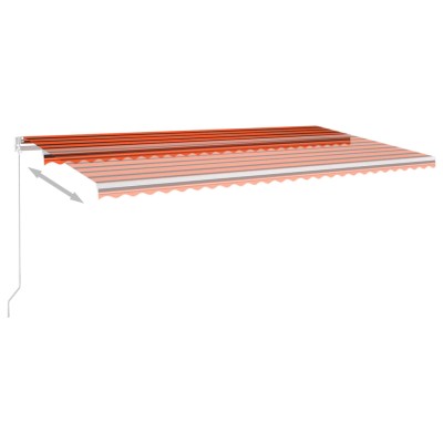 Toldo automático LED sensor de viento naranja marrón 6x3,5 m