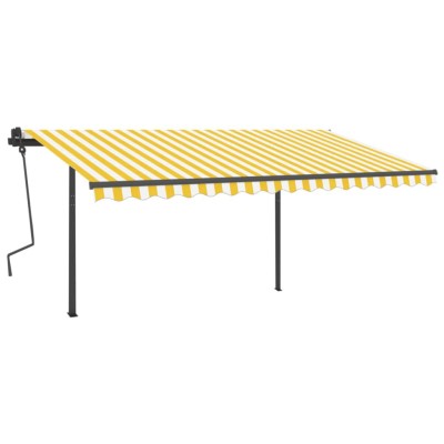 Toldo automático LED sensor de viento amarillo y blanco 4,5x3 m